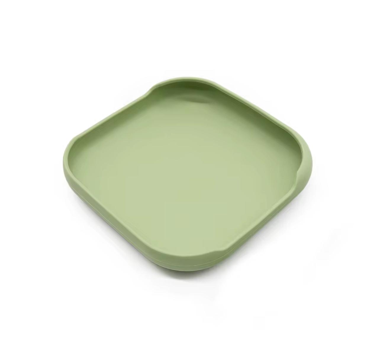 Piatto in Silicone con Ventosa Square - Oliva
