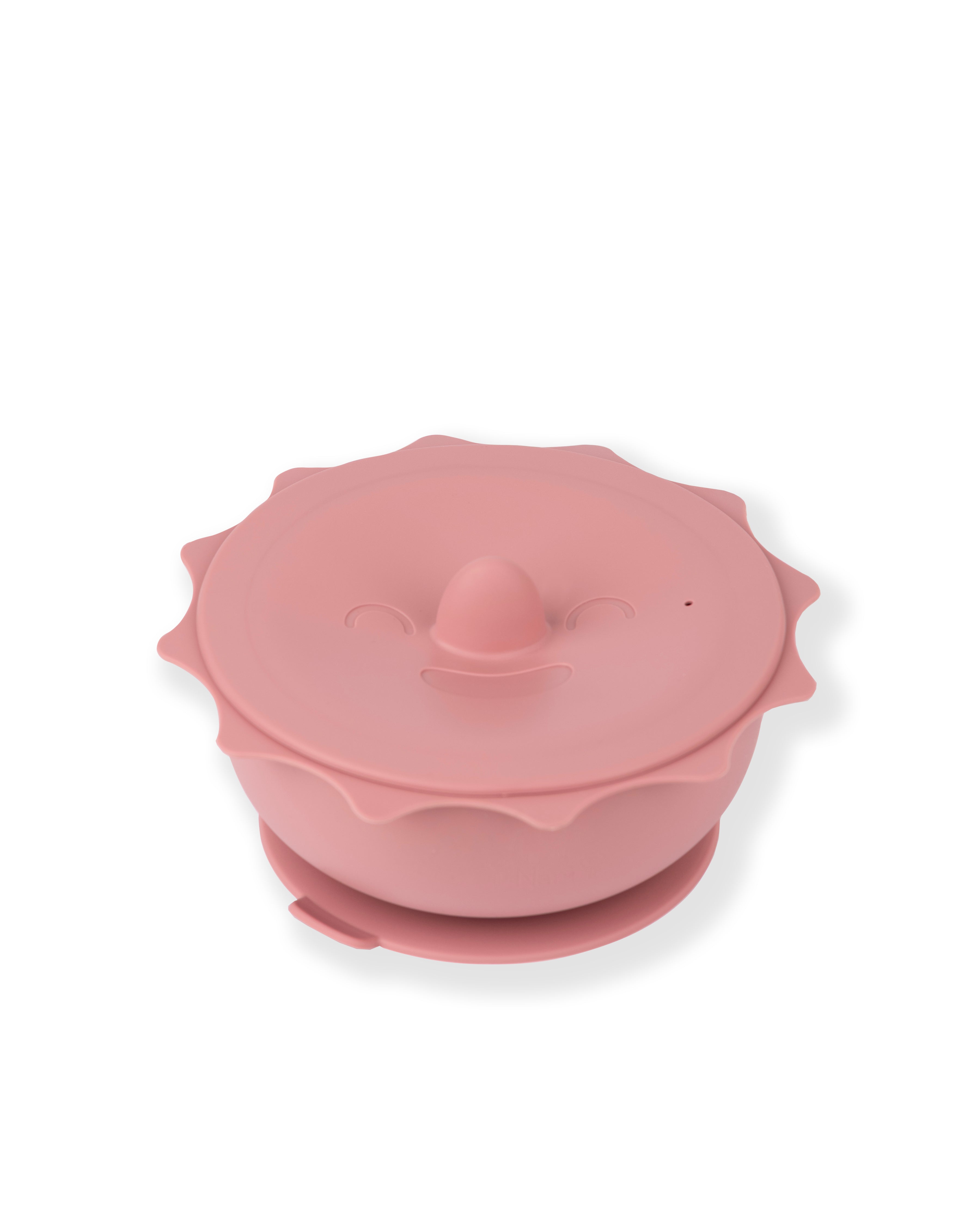 Ciotola Sun con coperchio e ventosa - Rosa antico