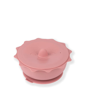 Ciotola Sun con coperchio e ventosa - Rosa antico